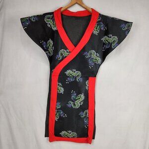 Japanese Halloween Costume Adult Men's One Size Dragons Samurai Black Red